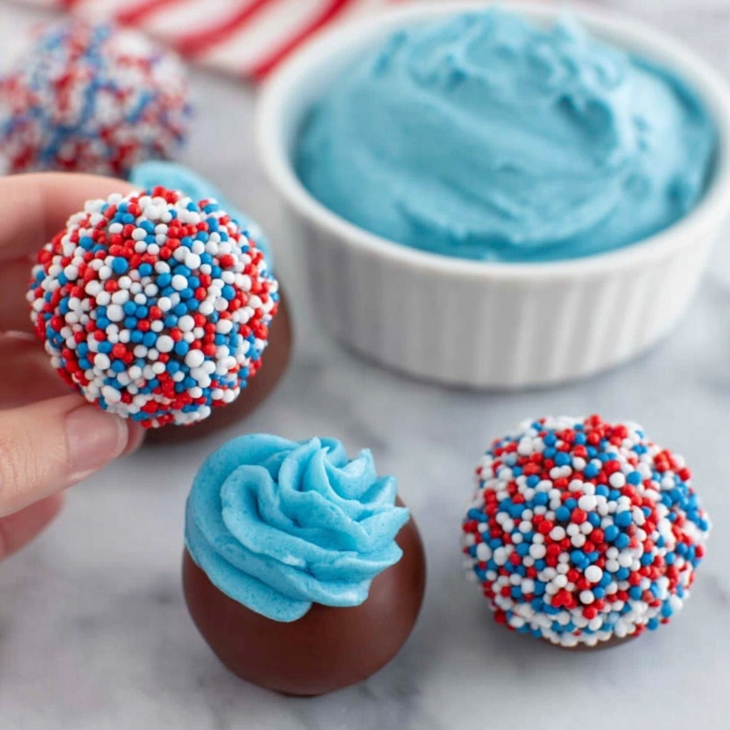 Patriotic Chocolate Cake Balls Recipe - Recipe Image