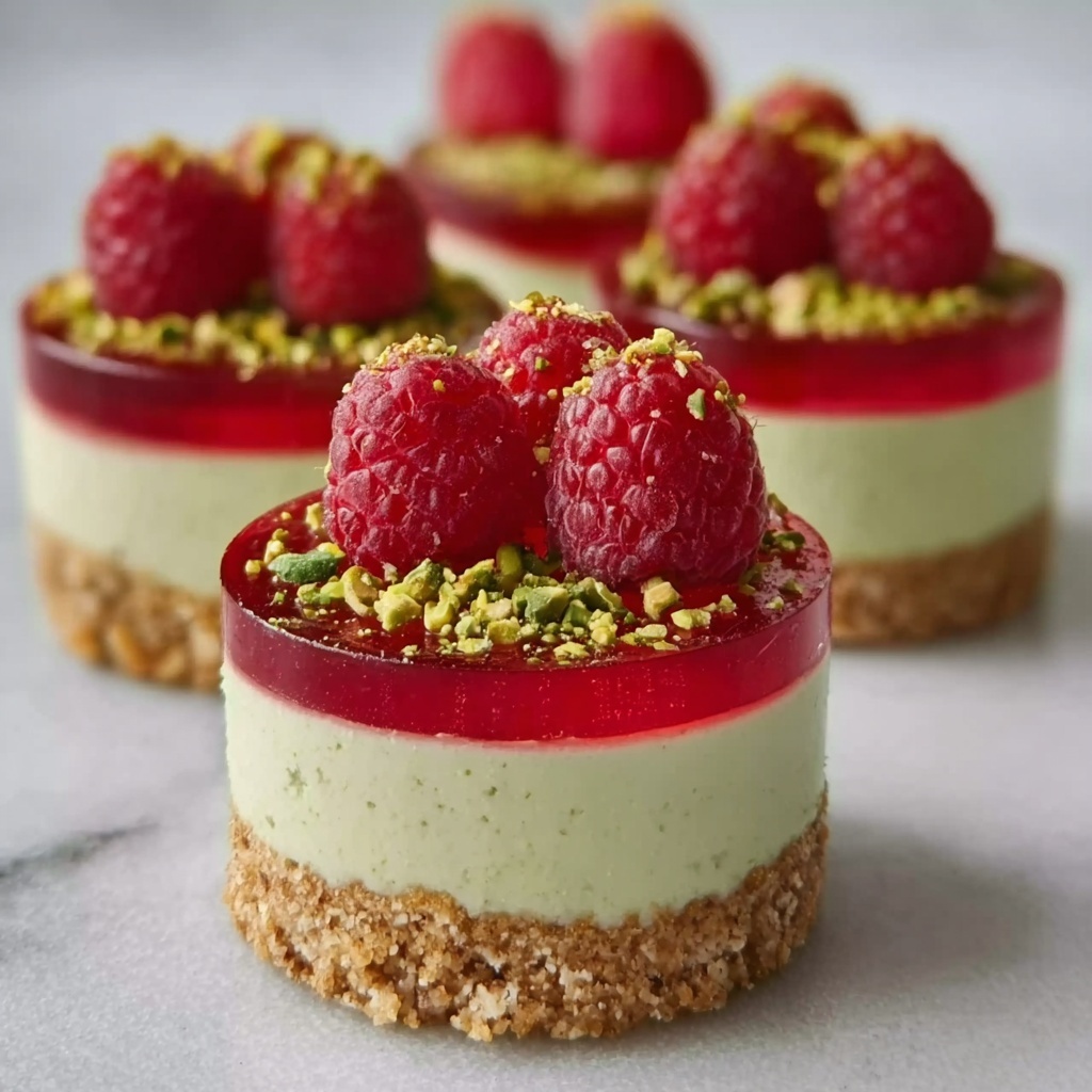 Raspberry Pistachio Mousse Cakes Recipe - Recipe Image