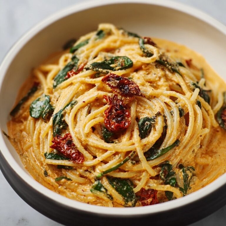 Spaghetti & Spinach with Sun-Dried Tomato Cream Sauce Recipe