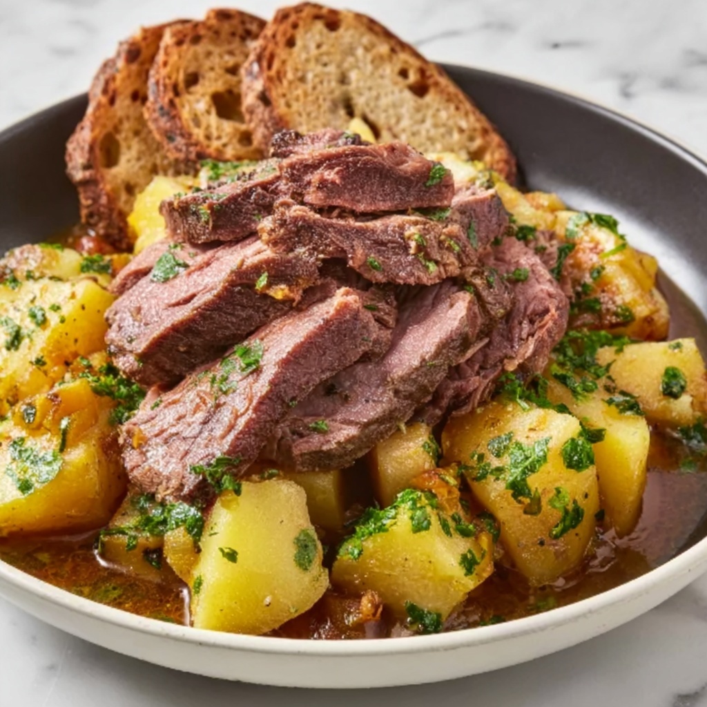 Slow Cooker Corned Beef and Potatoes Recipe - Recipe Image