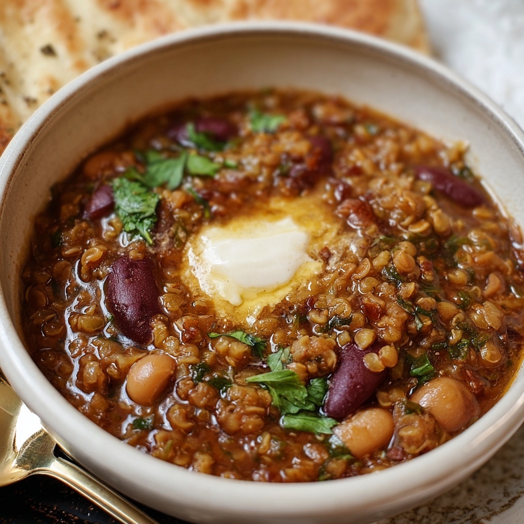 Mujaddara bi Fasolia: Lebanese Kidney Beans and Bulgur Stew Recipe - Recipe Image