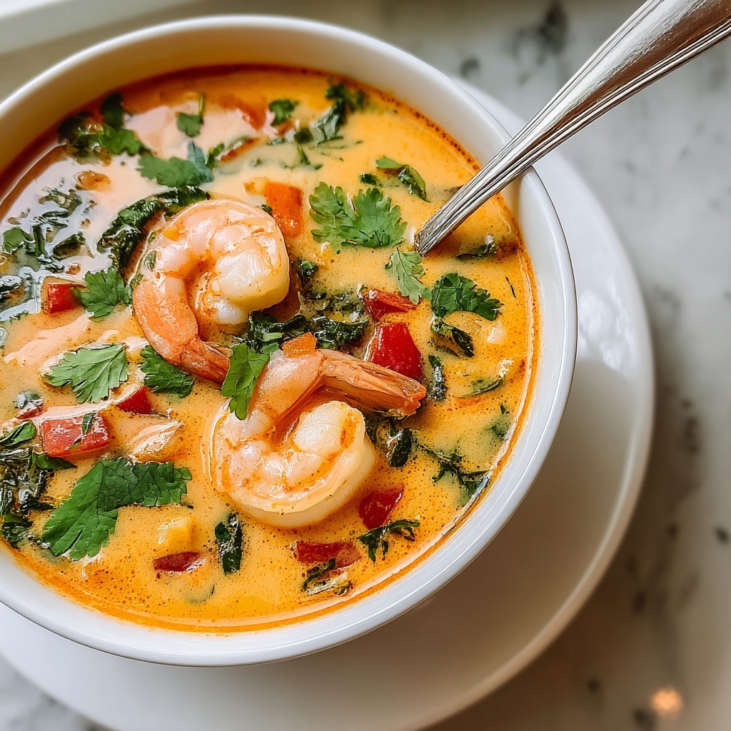 Creamy Thai Shrimp Coconut Curry Soup Recipe - Recipe Image
