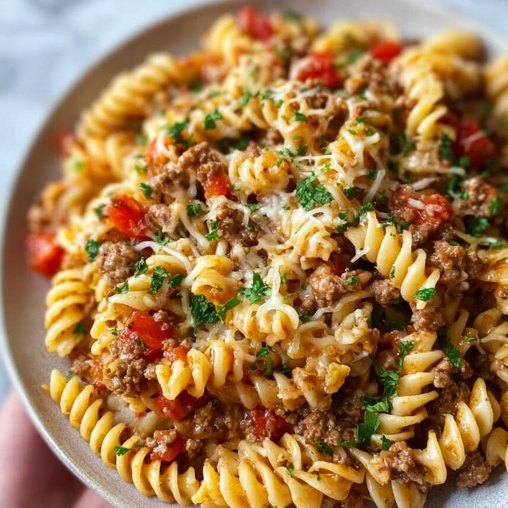 Cheesy Beef Pasta Recipe - Recipe Image