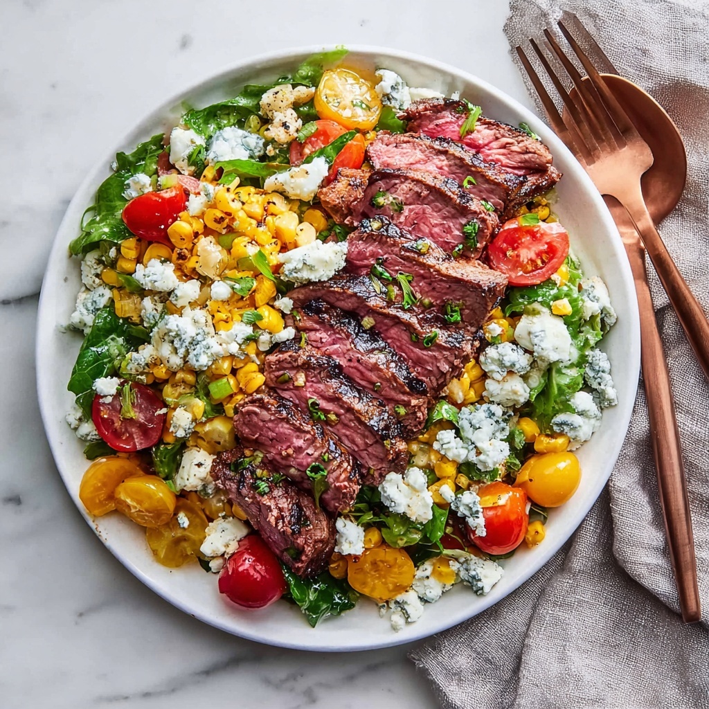 Balsamic Steak Gorgonzola Salad with Grilled Corn Recipe - Recipe Image