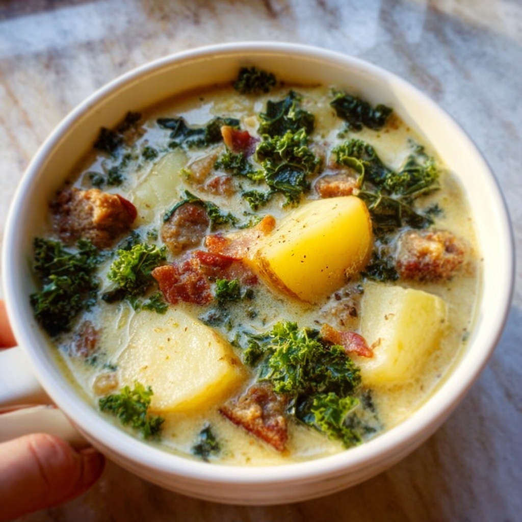 Crockpot Zuppa Toscana: A Cozy Italian Sausage and Kale Soup Recipe - Recipe Image