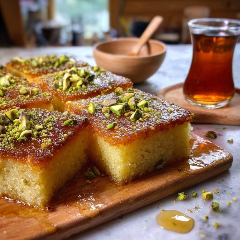Rose Pistachio Almond Basbousa Recipe