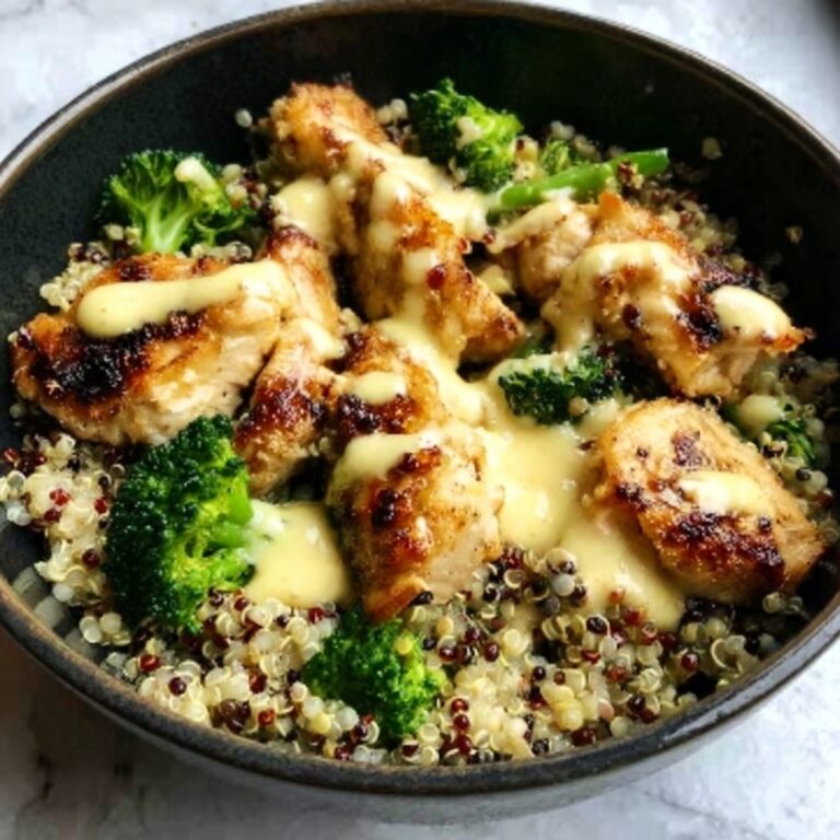 Grilled Chicken Broccoli Bowls with Creamy Garlic Sauce Recipe
