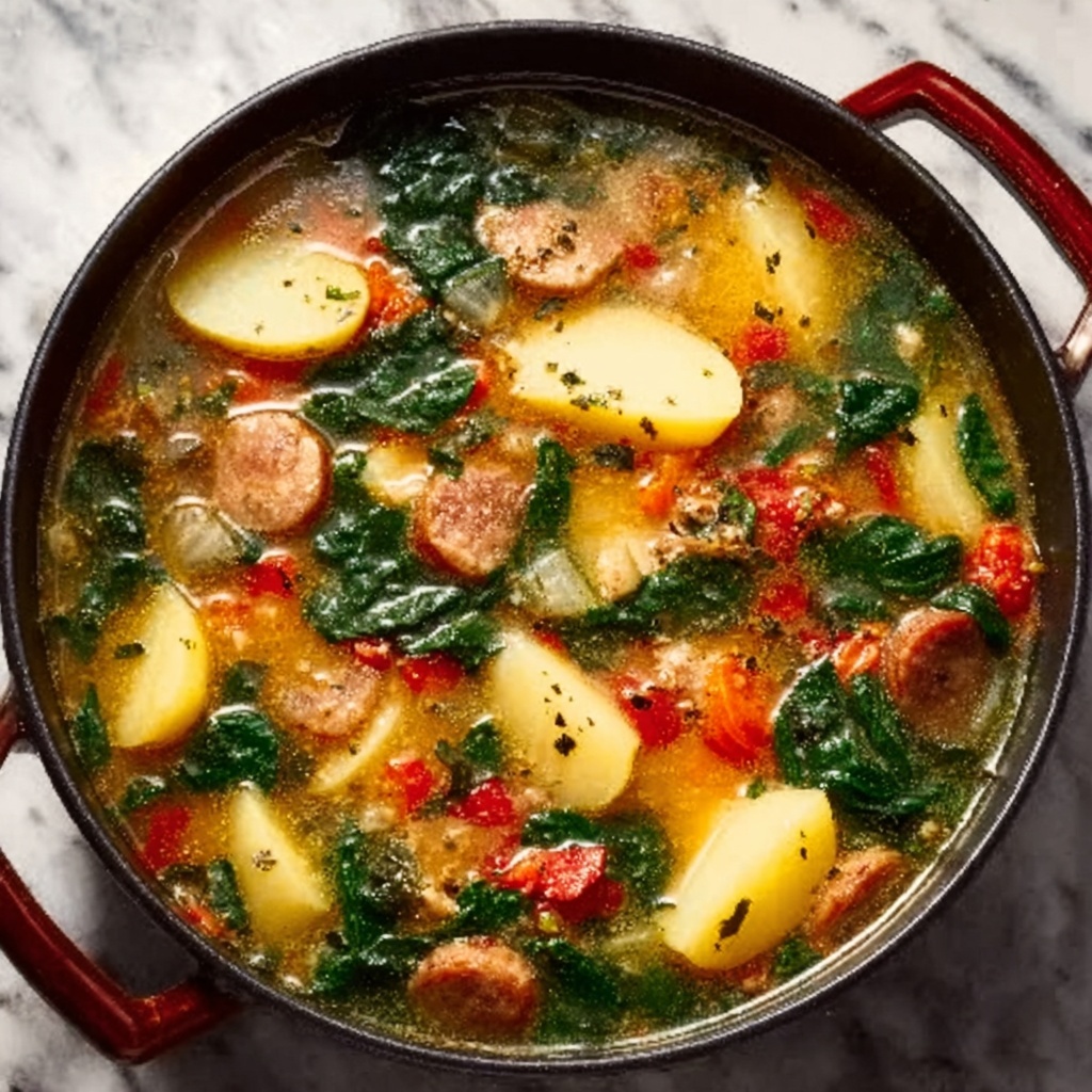 Sausage, Potato, and Spinach Soup Recipe - Recipe Image