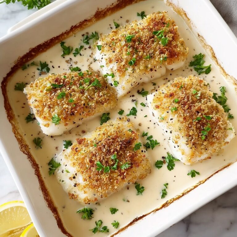 Creamy Lemon Garlic Baked Cod Recipe