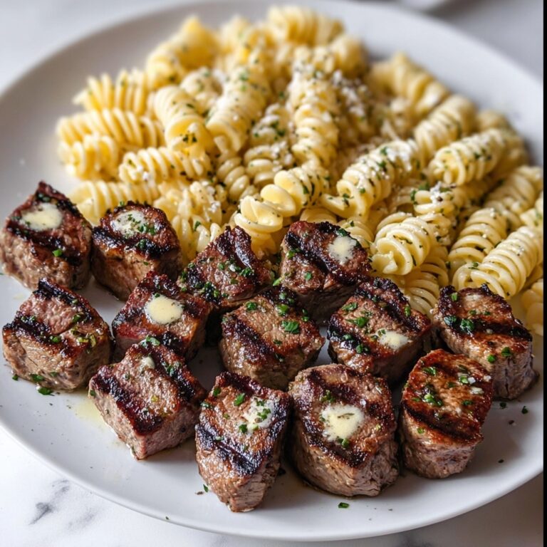 Garlic Butter Steak Bites & Cheesy Alfredo Recipe
