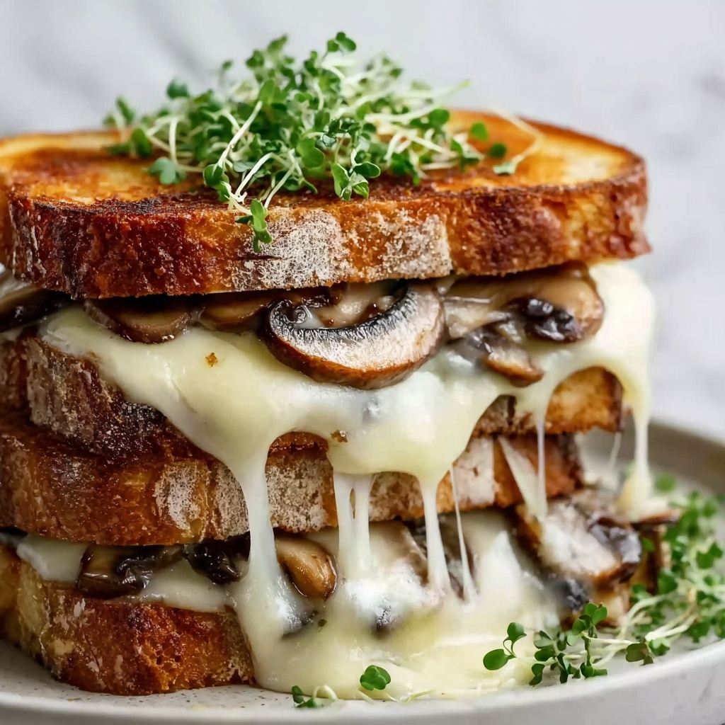 Garlic Mushroom Grilled Cheese Sandwiches Recipe - Recipe Image
