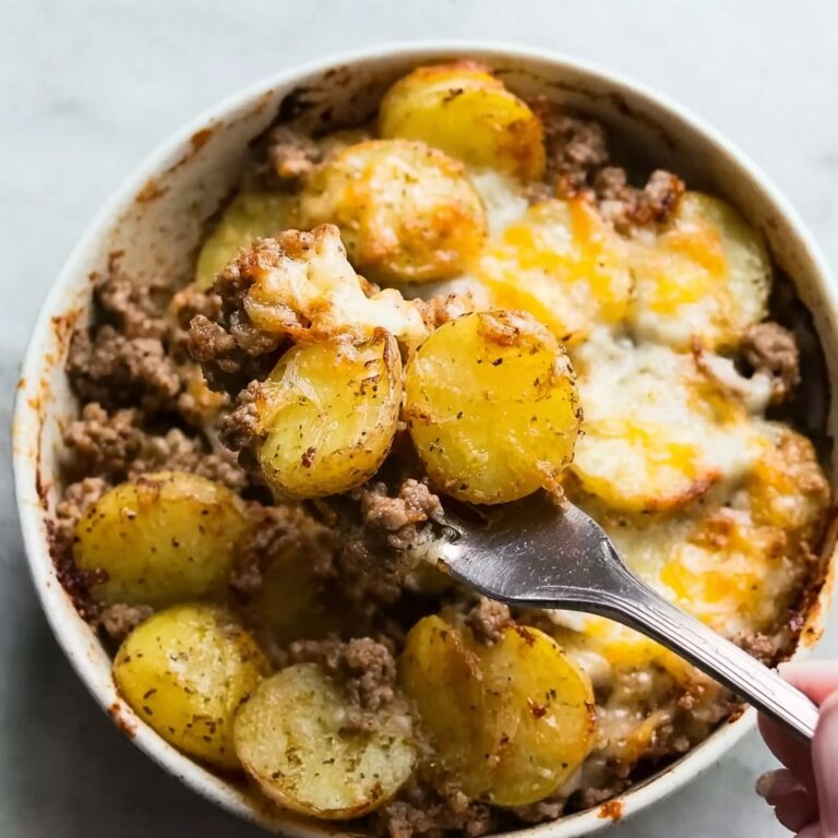 Hobo Casserole with Ground Beef, Potatoes, and Cheddar Cheese Recipe