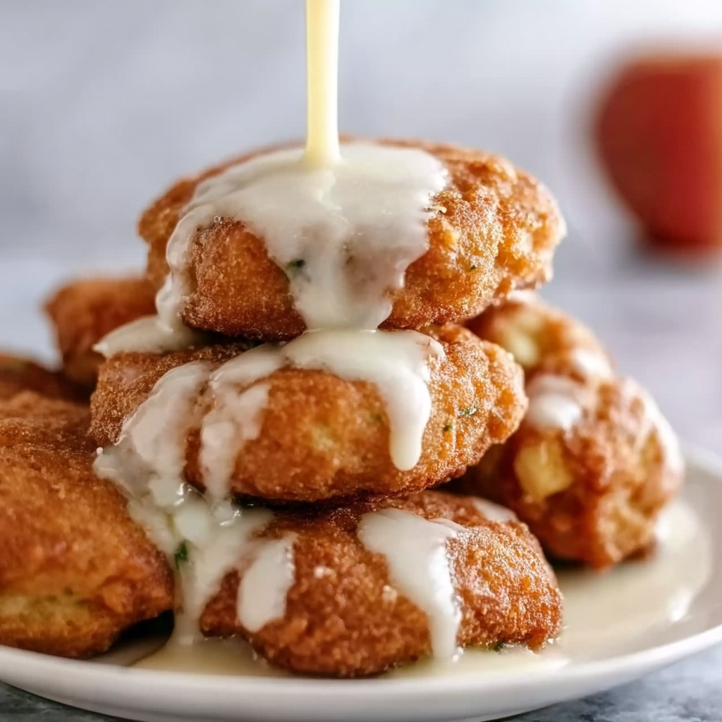 Soft Cinnamon Apple Fritters with Vanilla Glaze Recipe - Recipe Image