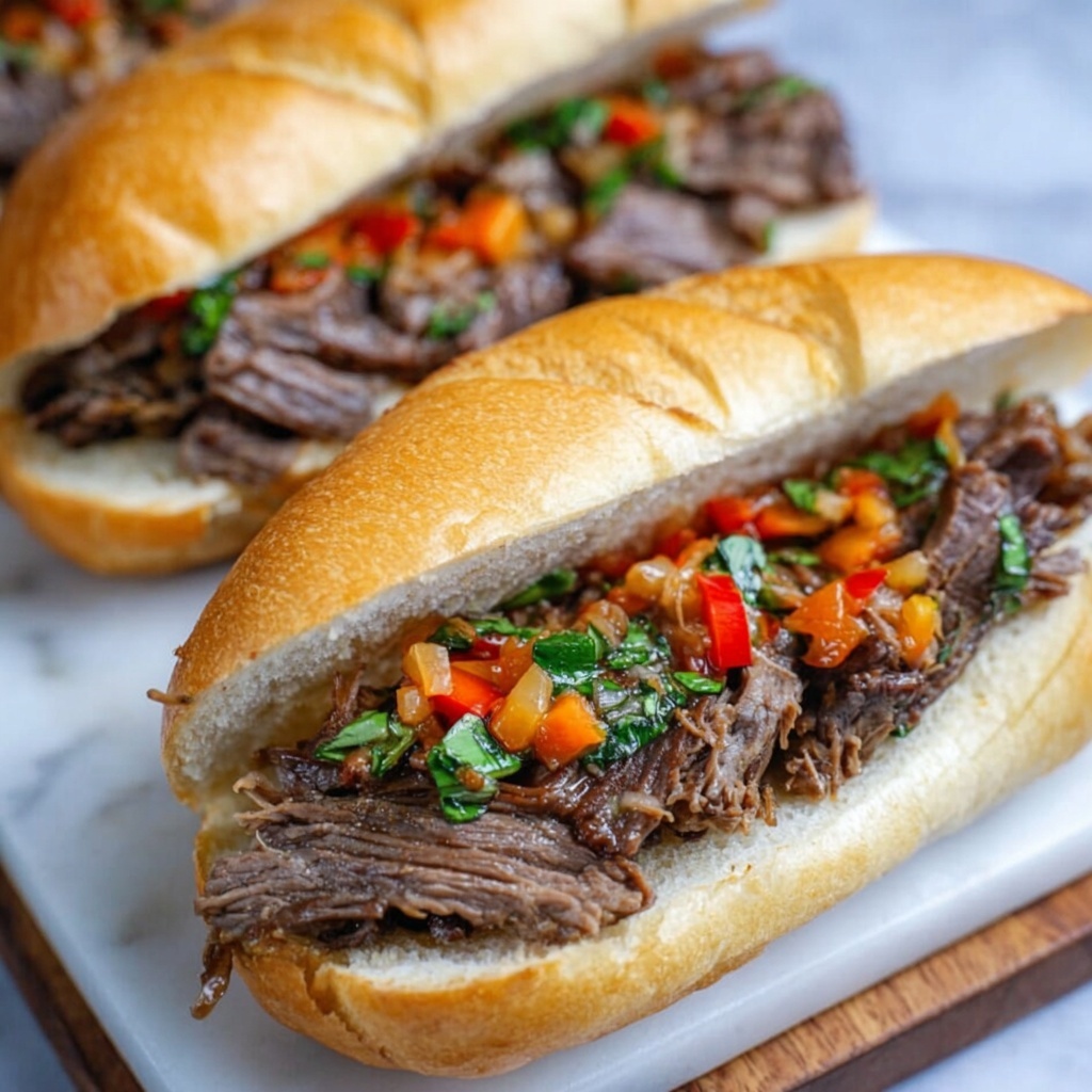 Instant Pot Italian Beef Sandwich with Pepperoncini and Giardiniera Recipe - Recipe Image