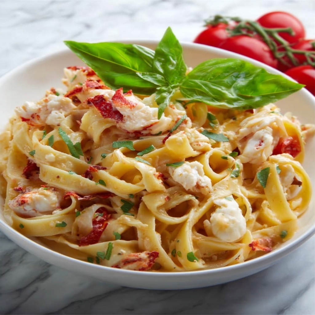 Lobster Pasta with Cherry Tomatoes, Cream, and Parmesan Recipe - Recipe Image