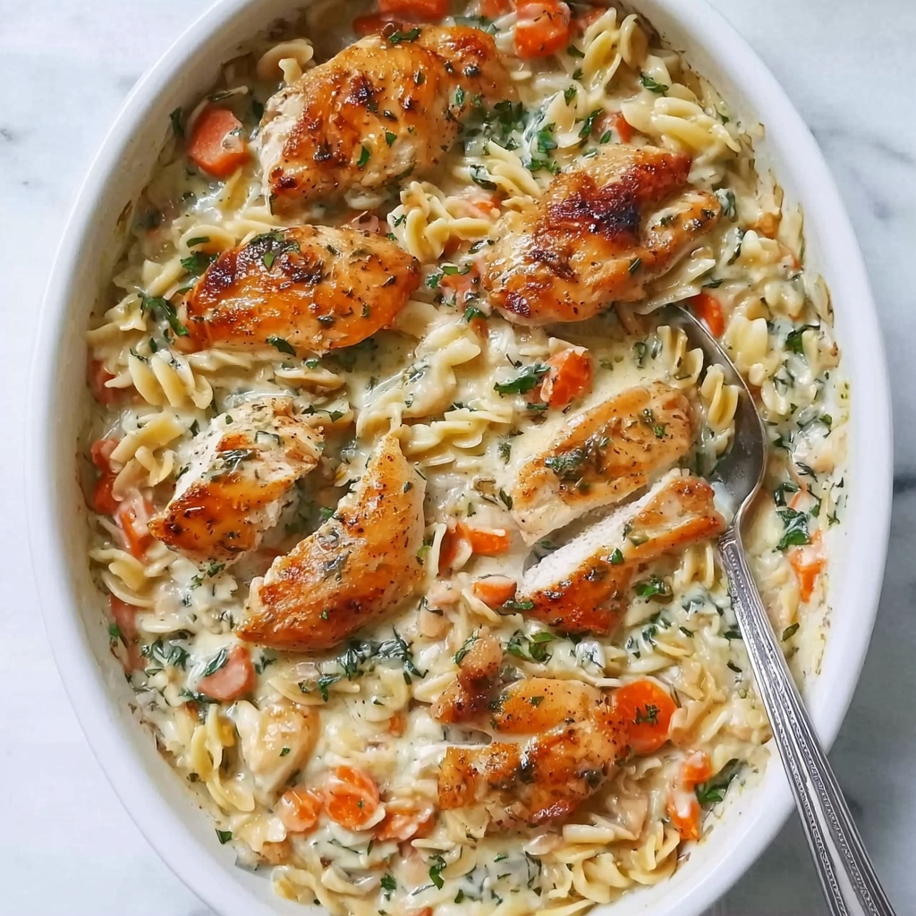 Creamy Chicken and Orzo Bake Recipe - Recipe Image