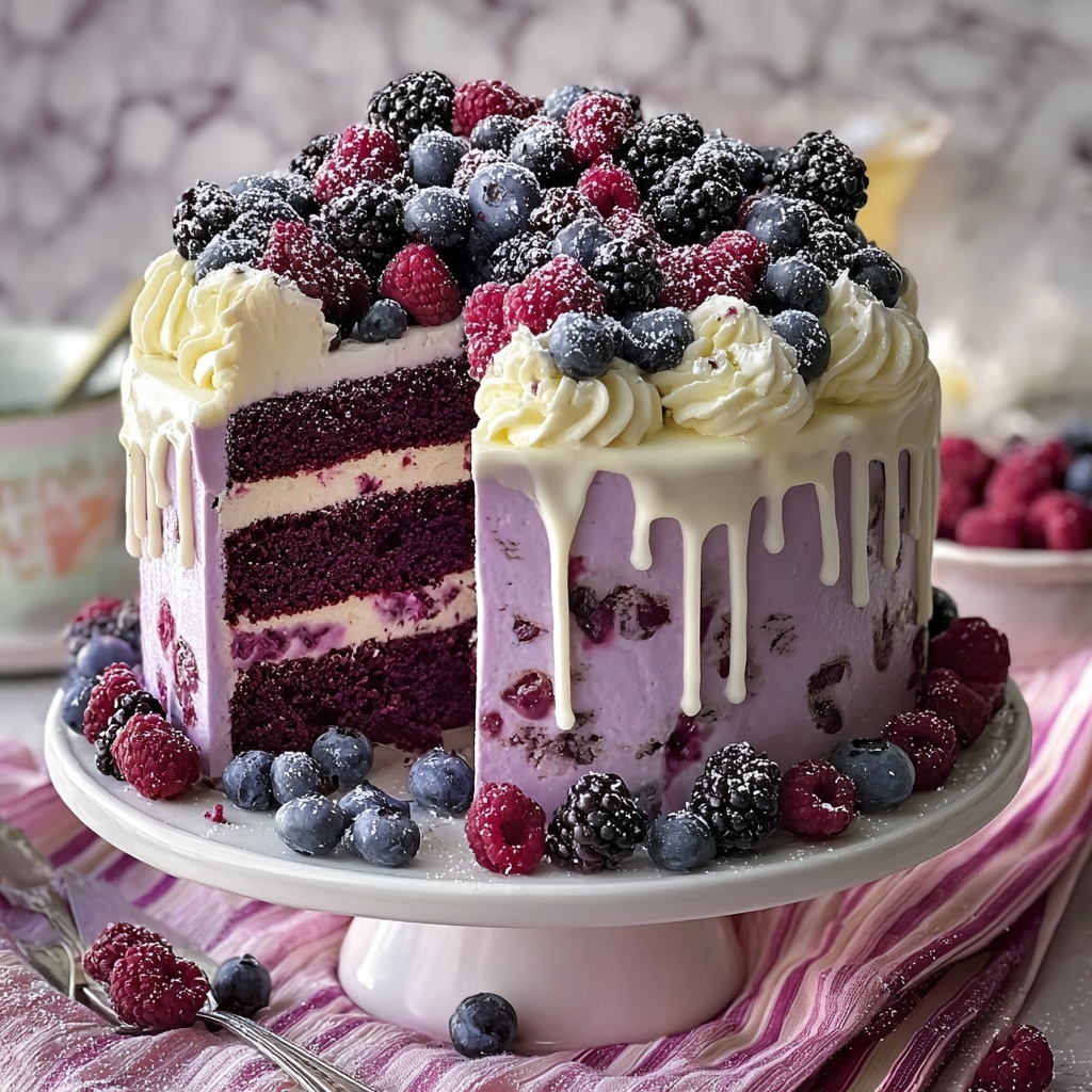 White Chocolate Blackberry Poke Cake Recipe - Recipe Image