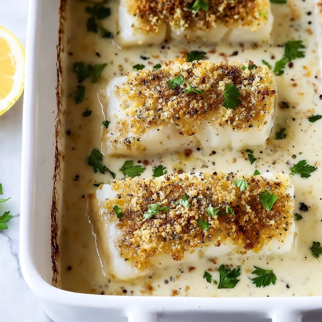 Creamy Lemon Garlic Baked Cod Recipe - Recipe Image