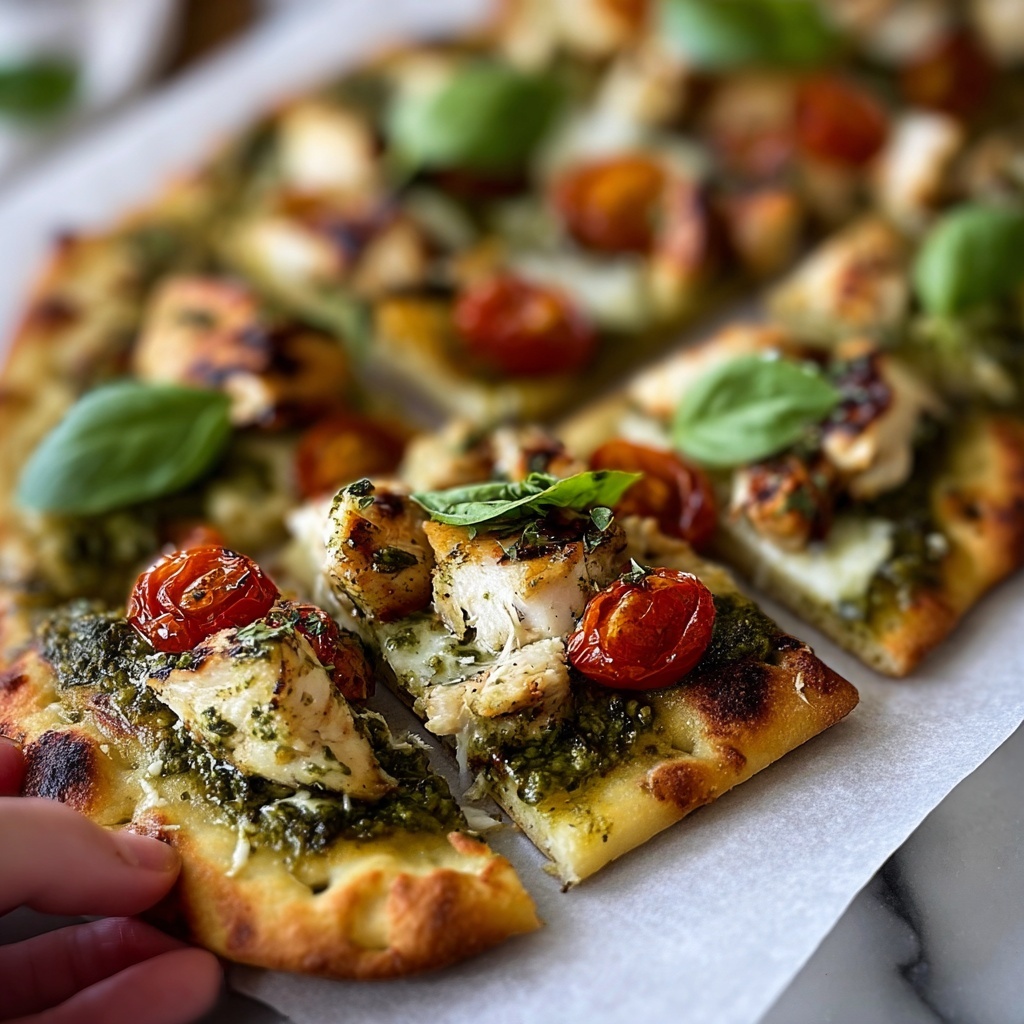 Pesto Chicken Flatbread Recipe - Recipe Image