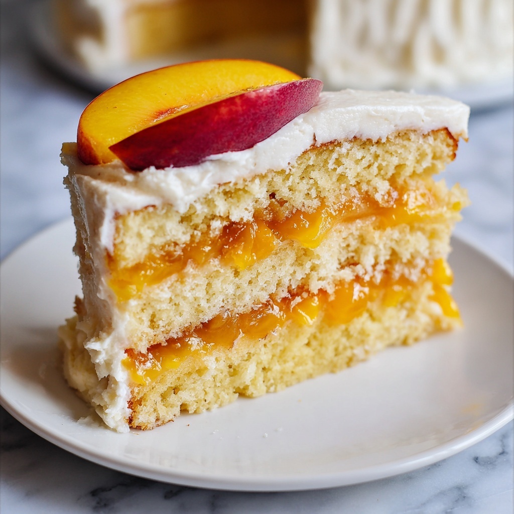 Peach Cake with Brown Sugar Frosting Recipe - Recipe Image