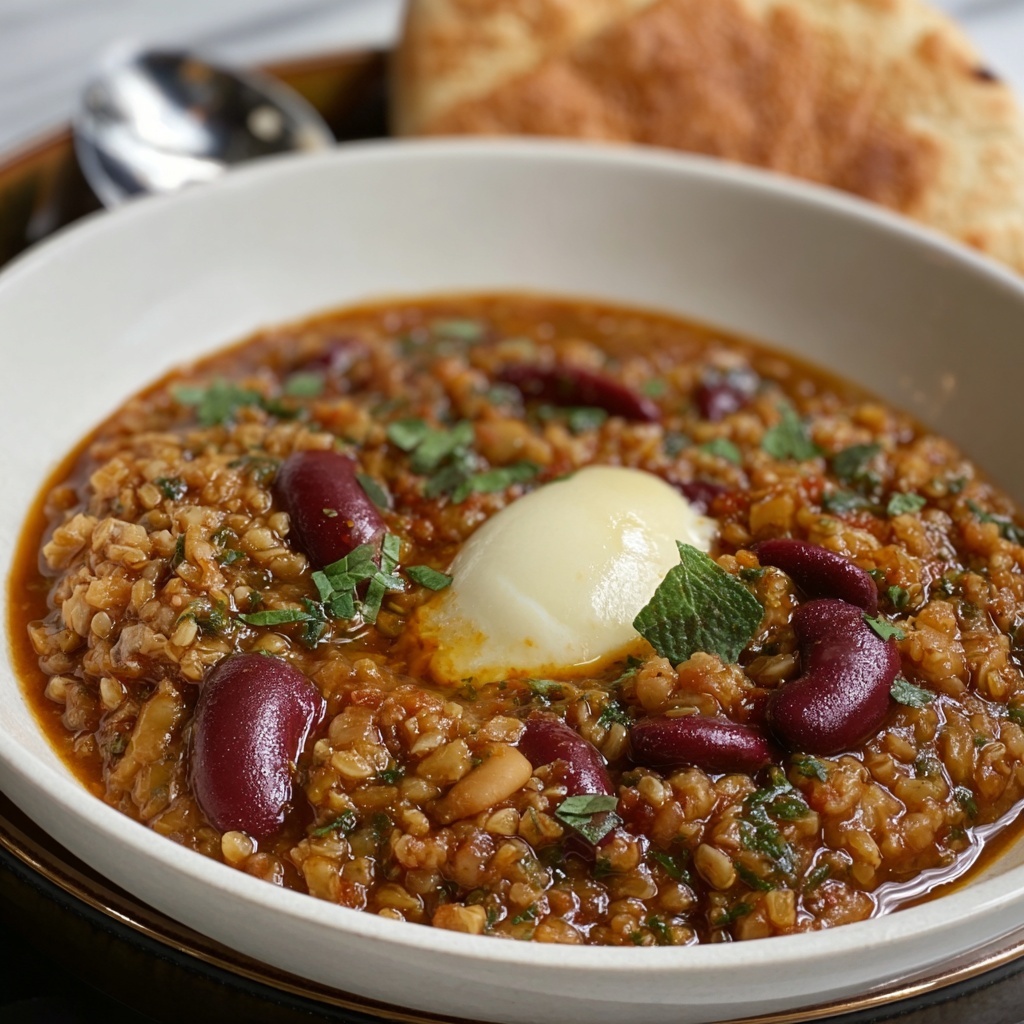 Mujaddara bi Fasolia: Lebanese Kidney Beans and Bulgur Stew Recipe - Recipe Image