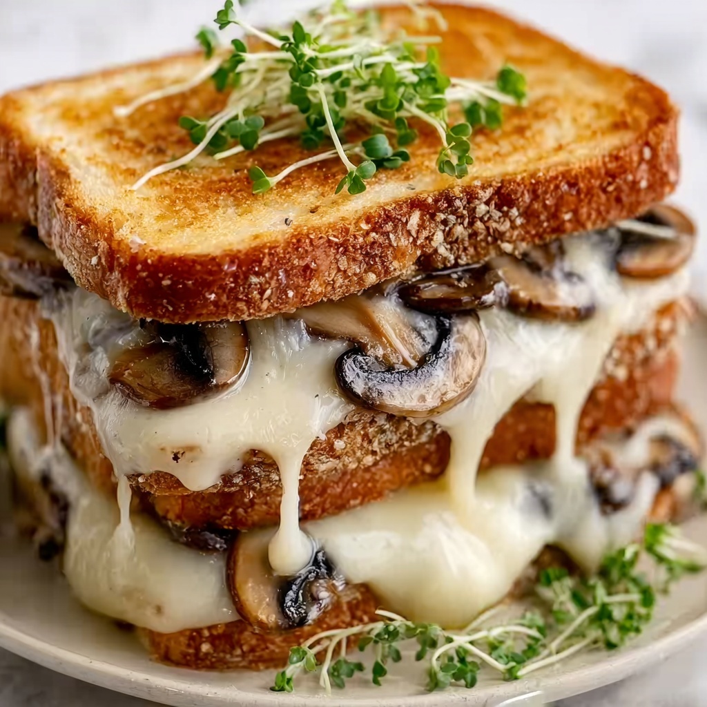 Garlic Mushroom Grilled Cheese Sandwiches Recipe - Recipe Image