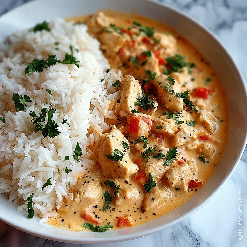 Creamy Smothered Chicken and Rice Recipe - Recipe Image