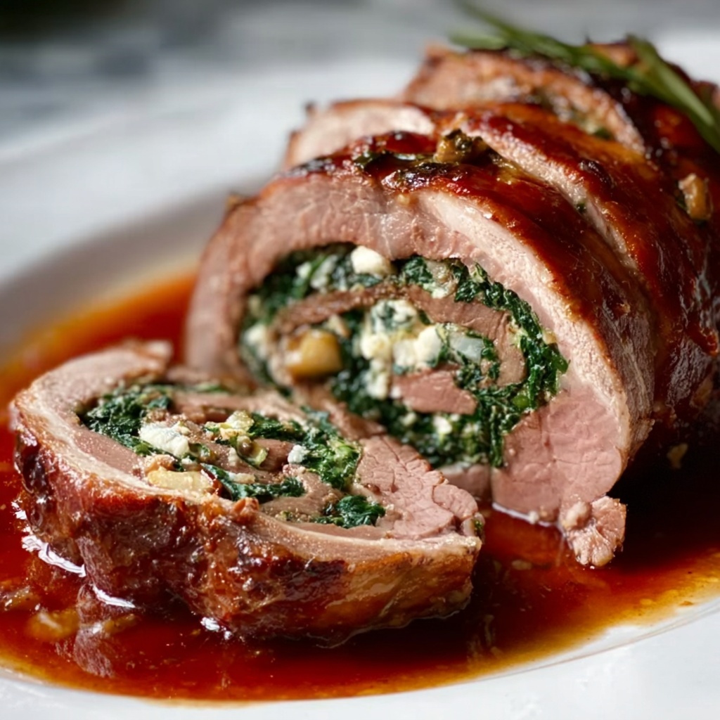 Stuffed Leg of Lamb with Spinach, Goat Cheese, and Pine Nuts Recipe - Recipe Image