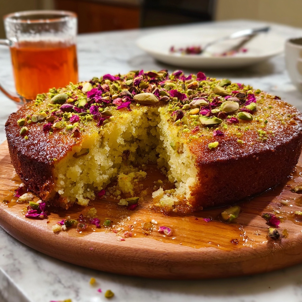 Pistachio Rosewater Semolina Cake Recipe - Recipe Image