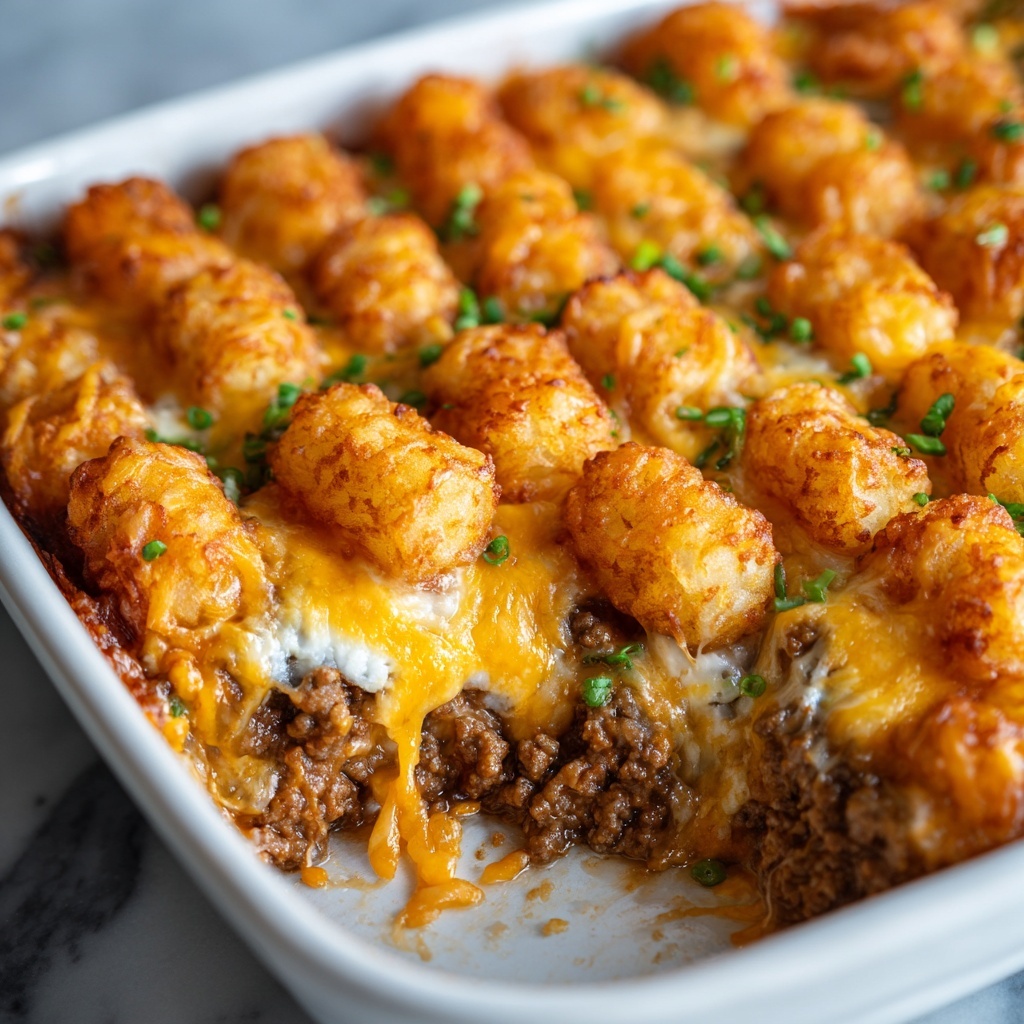 Hearty Tater Tot Casserole with Ground Beef Recipe - Recipe Image