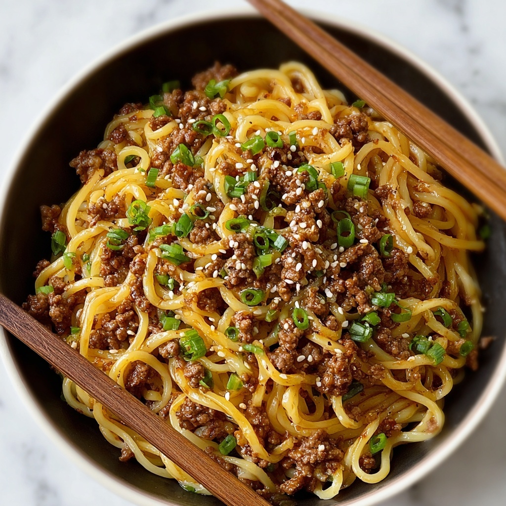 Mongolian Ground Beef Noodles Recipe - Recipe Image