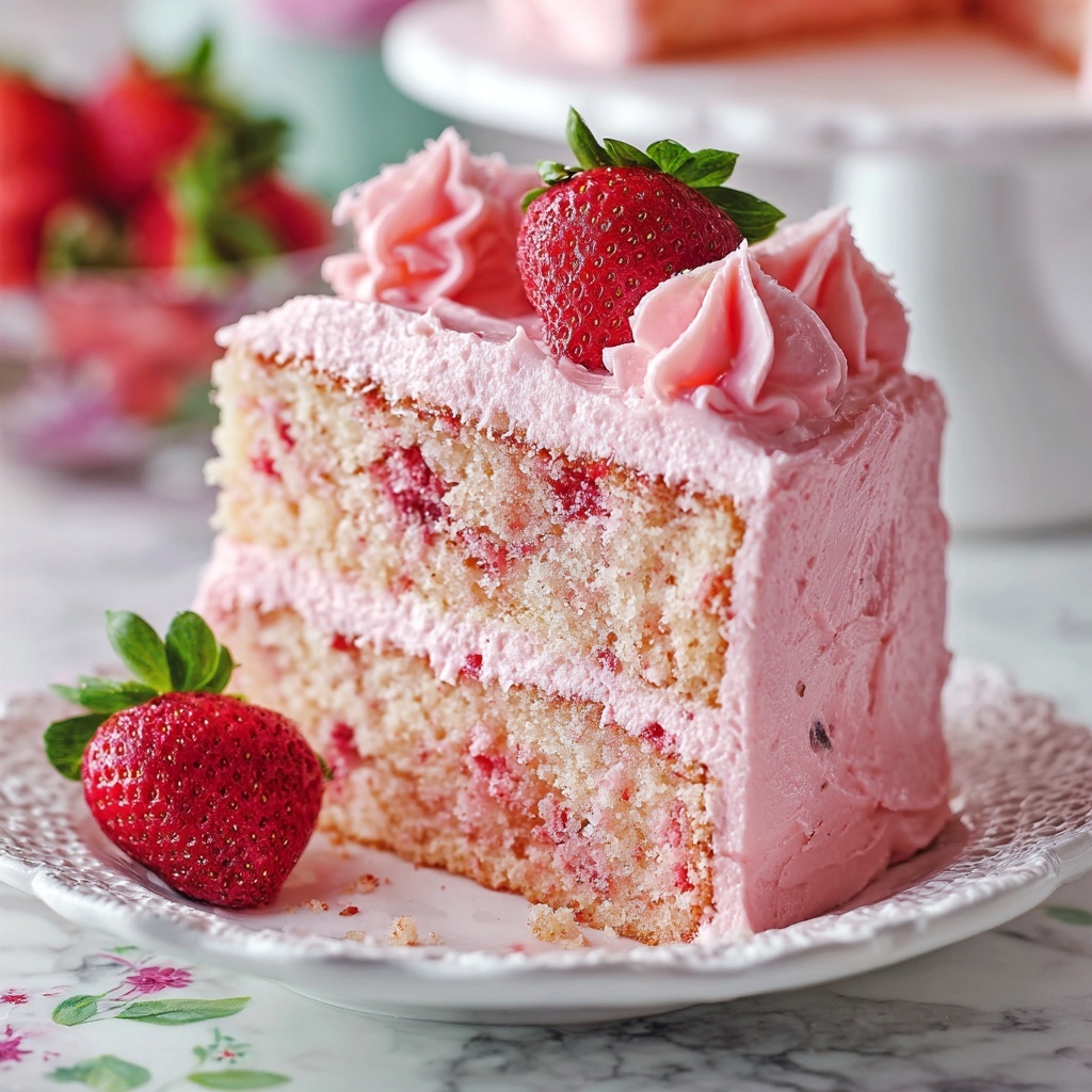 Strawberry Layer Cake with Strawberry Buttercream Recipe - Recipe Image