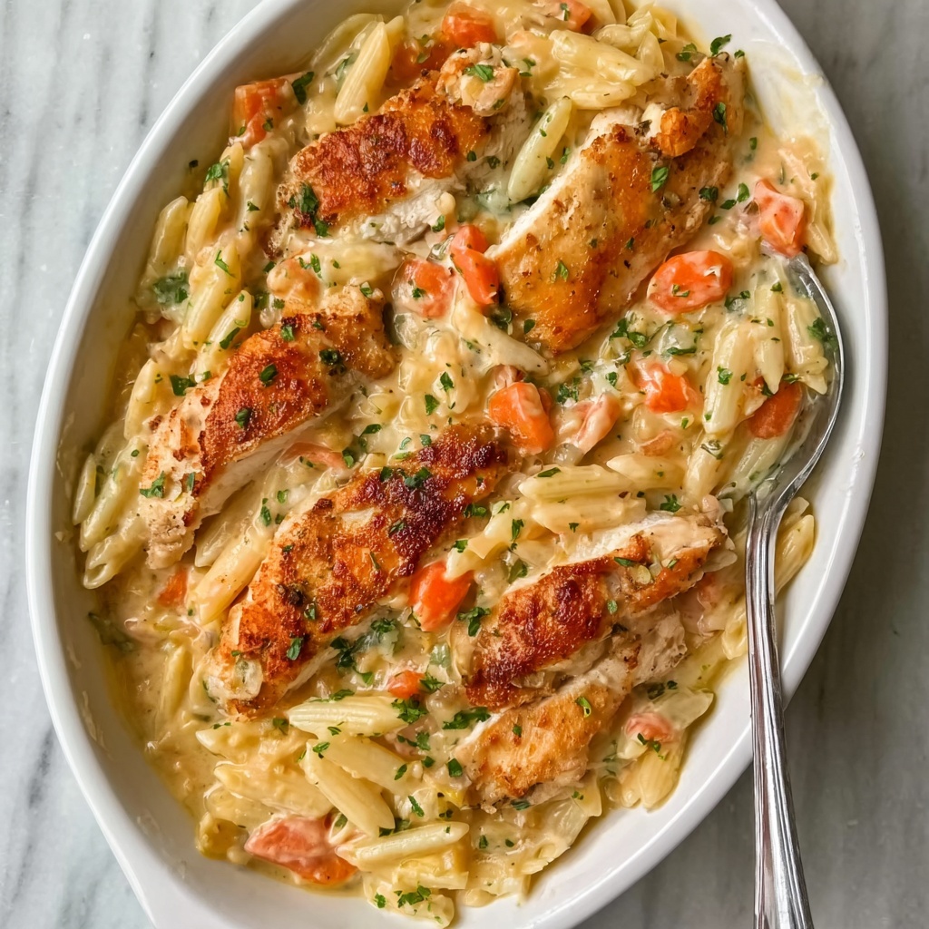 Creamy Chicken and Orzo Bake Recipe - Recipe Image