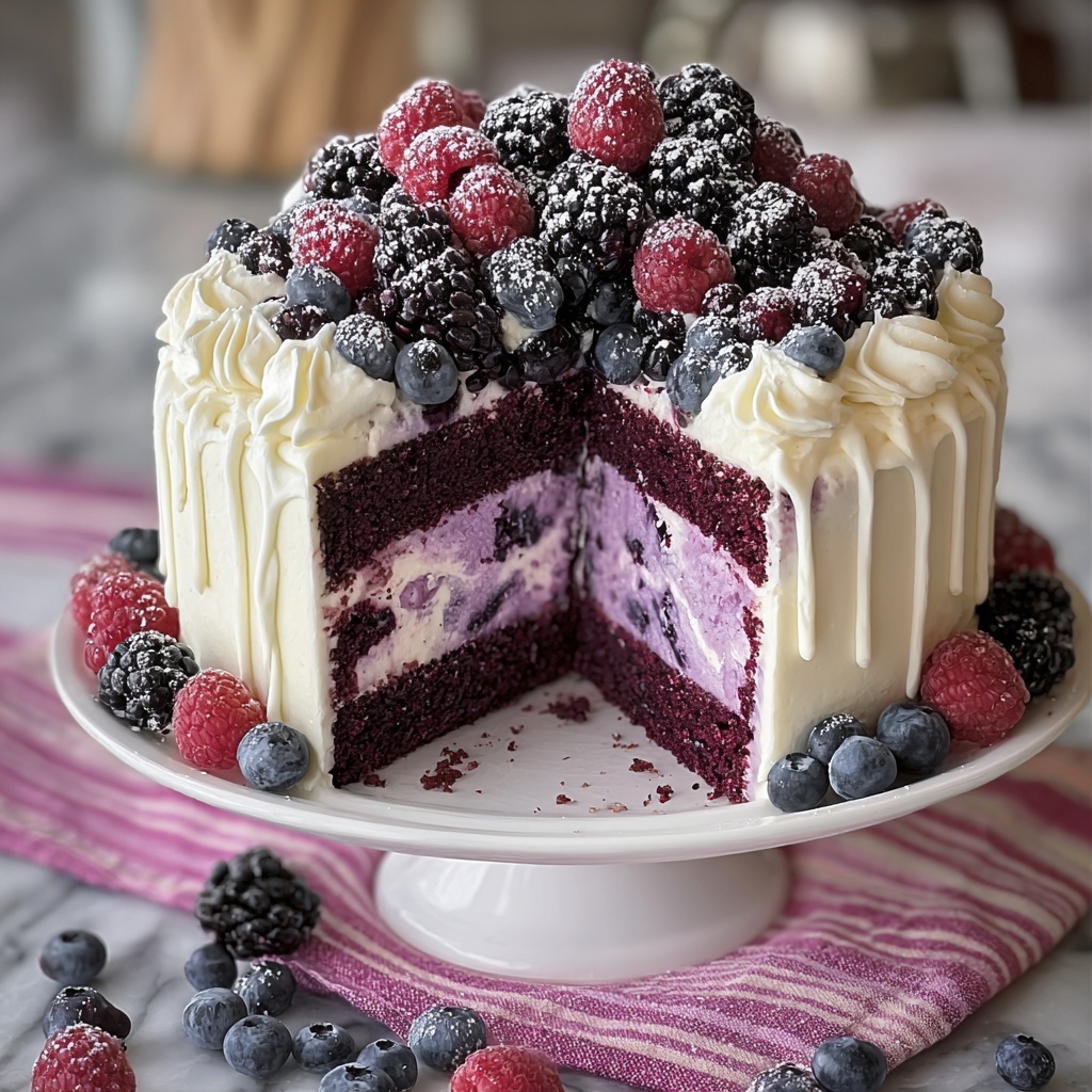 White Chocolate Blackberry Poke Cake Recipe - Recipe Image