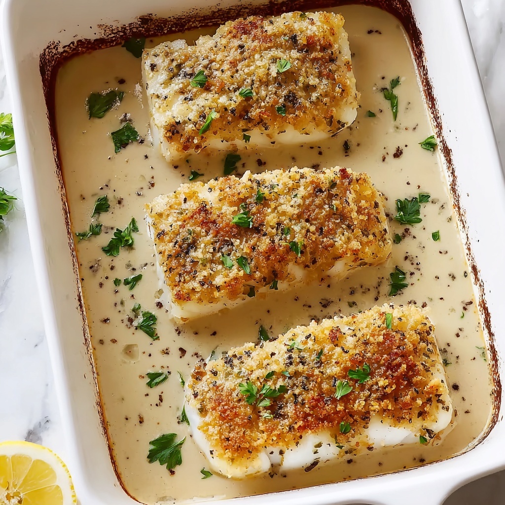 Creamy Lemon Garlic Baked Cod Recipe - Recipe Image