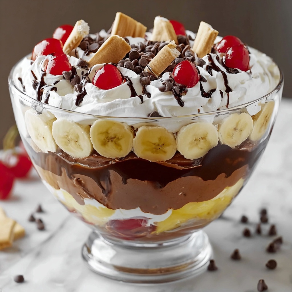 No-Bake Chocolate Banana Split Trifle Recipe - Recipe Image