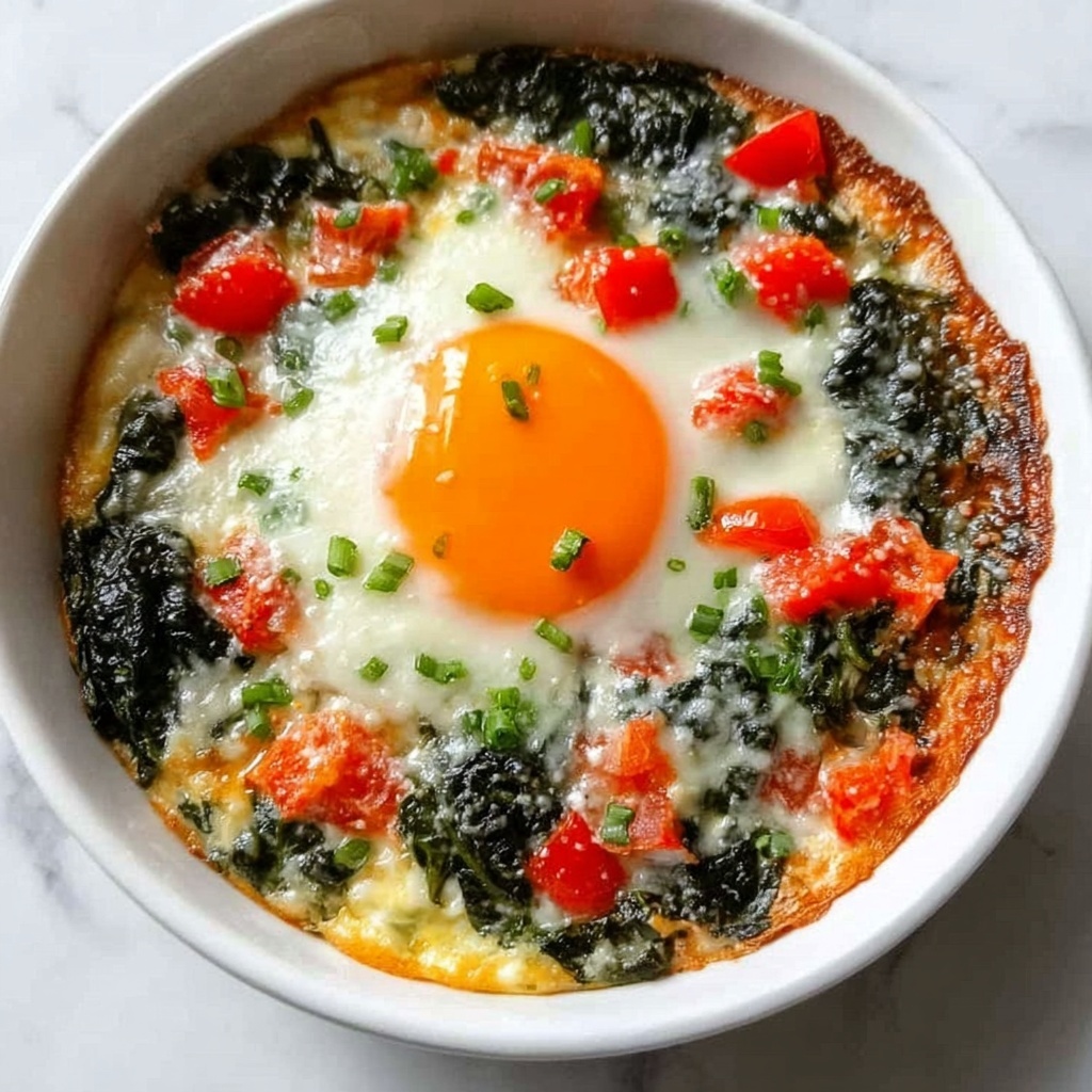 Baked Feta Eggs with Cherry Tomatoes and Spinach Recipe - Recipe Image