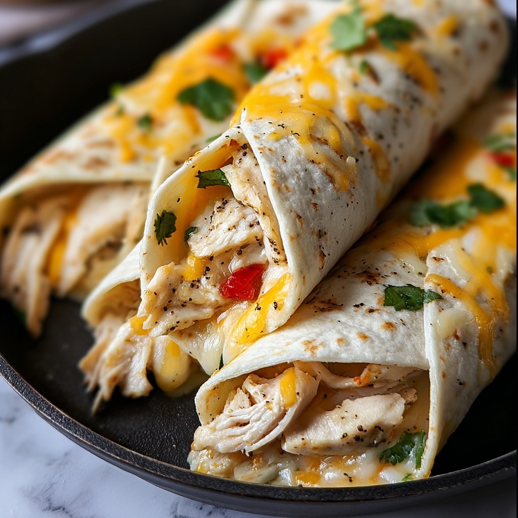 Cheesy Garlic Chicken Wraps Recipe - Recipe Image