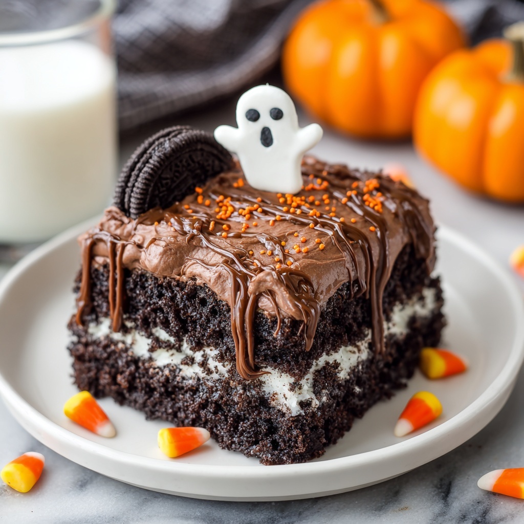 Spooky Halloween Graveyard Chocolate Poke Cake Recipe - Recipe Image