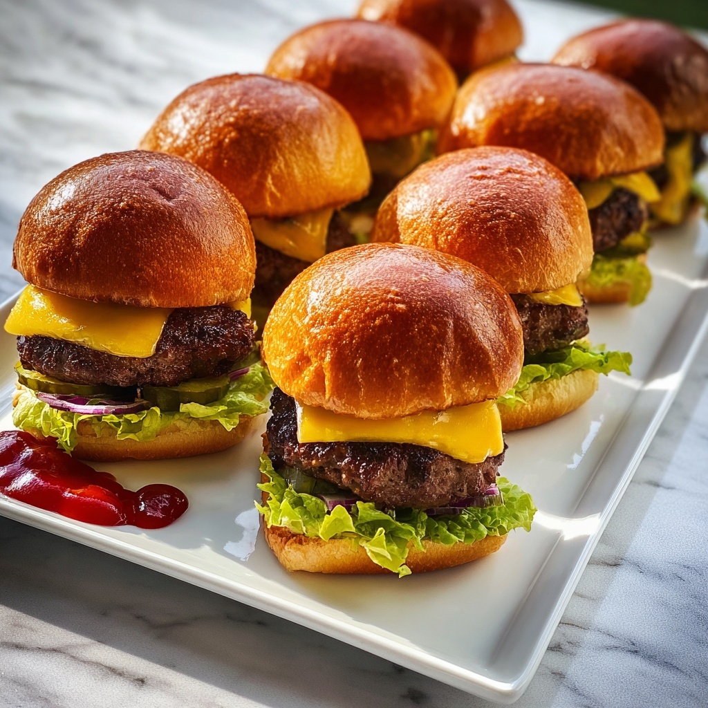 Juicy Grilled Cheeseburger Sliders Recipe - Recipe Image