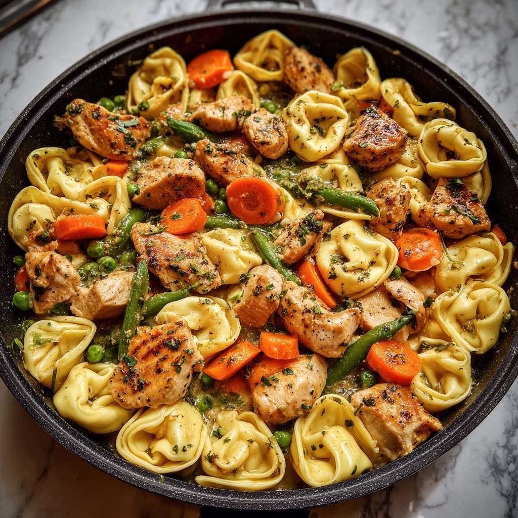 Garlic Parmesan Tortellini with Chicken & Veggies Recipe - Recipe Image