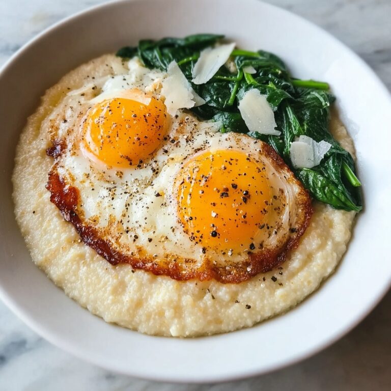 Cheesy Grits with Spinach and Fried Eggs Recipe