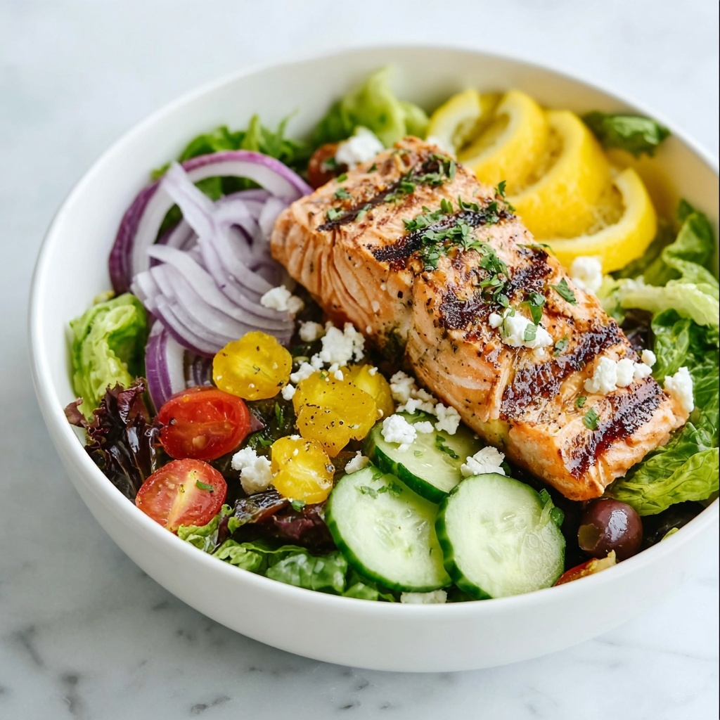 Grilled Salmon Salad with Fresh Lemon Herb Dressing Recipe - Recipe Image