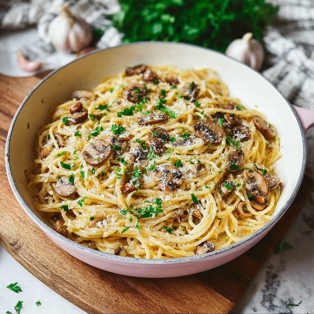 Easy Mushroom and Garlic Spaghetti Dinner in 15 Minutes Recipe - Recipe Image