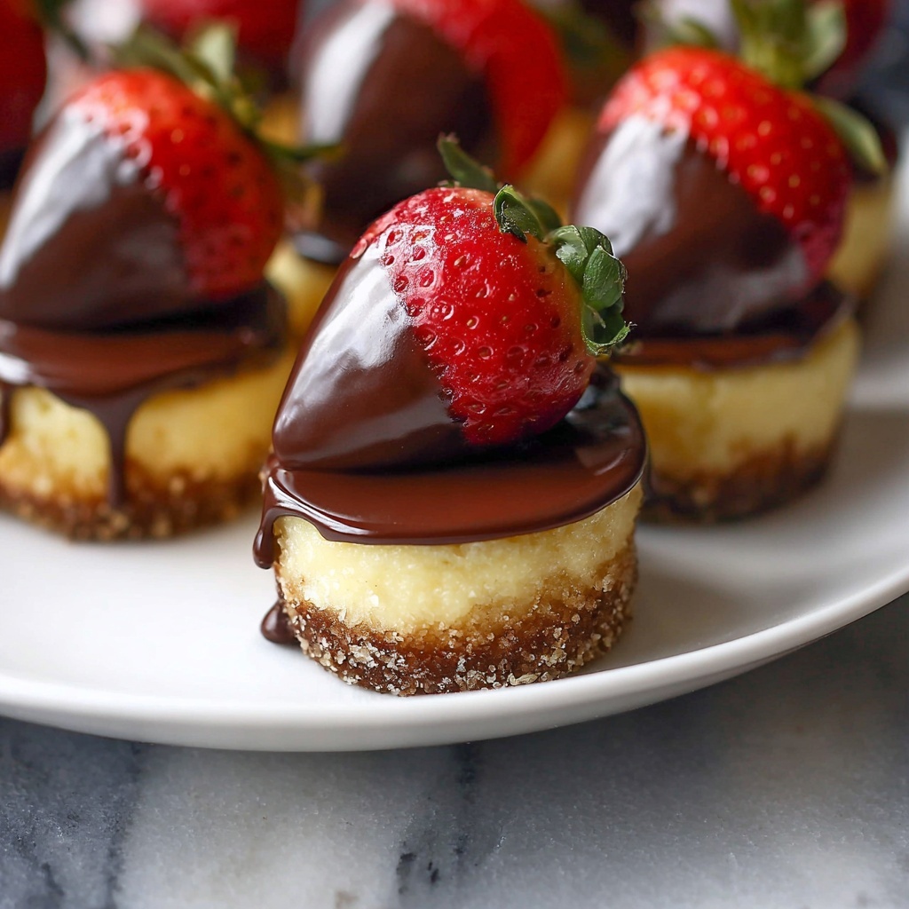 Chocolate-Dipped Strawberry Mini Cheesecakes Recipe - Recipe Image