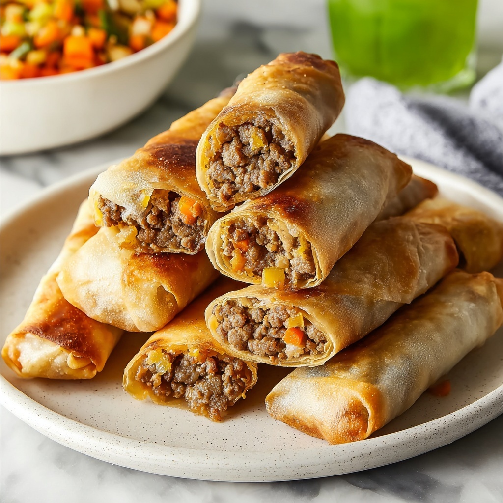 Cheeseburger Eggrolls: Crispy Bites of Beefy Bliss Recipe - Recipe Image