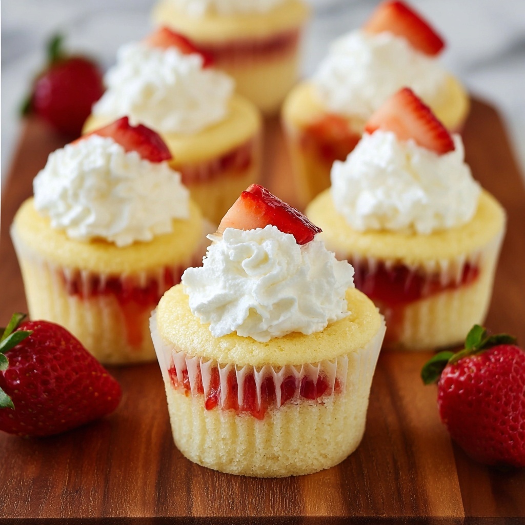 Strawberry Shortcake Cupcakes With Fresh Strawberries and Whipped Cream Recipe - Recipe Image