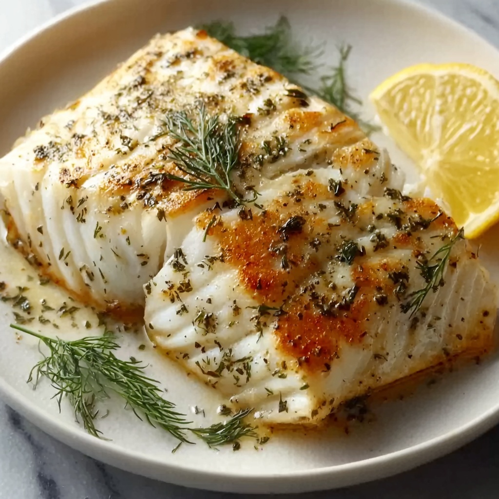 Baked Halibut with Lemon and Garlic Butter Recipe - Recipe Image