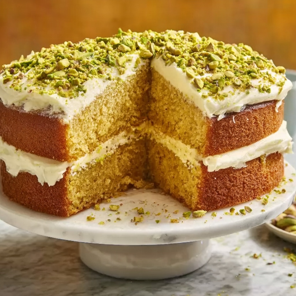 Zesty Pistachio Bliss Cake Recipe - Recipe Image