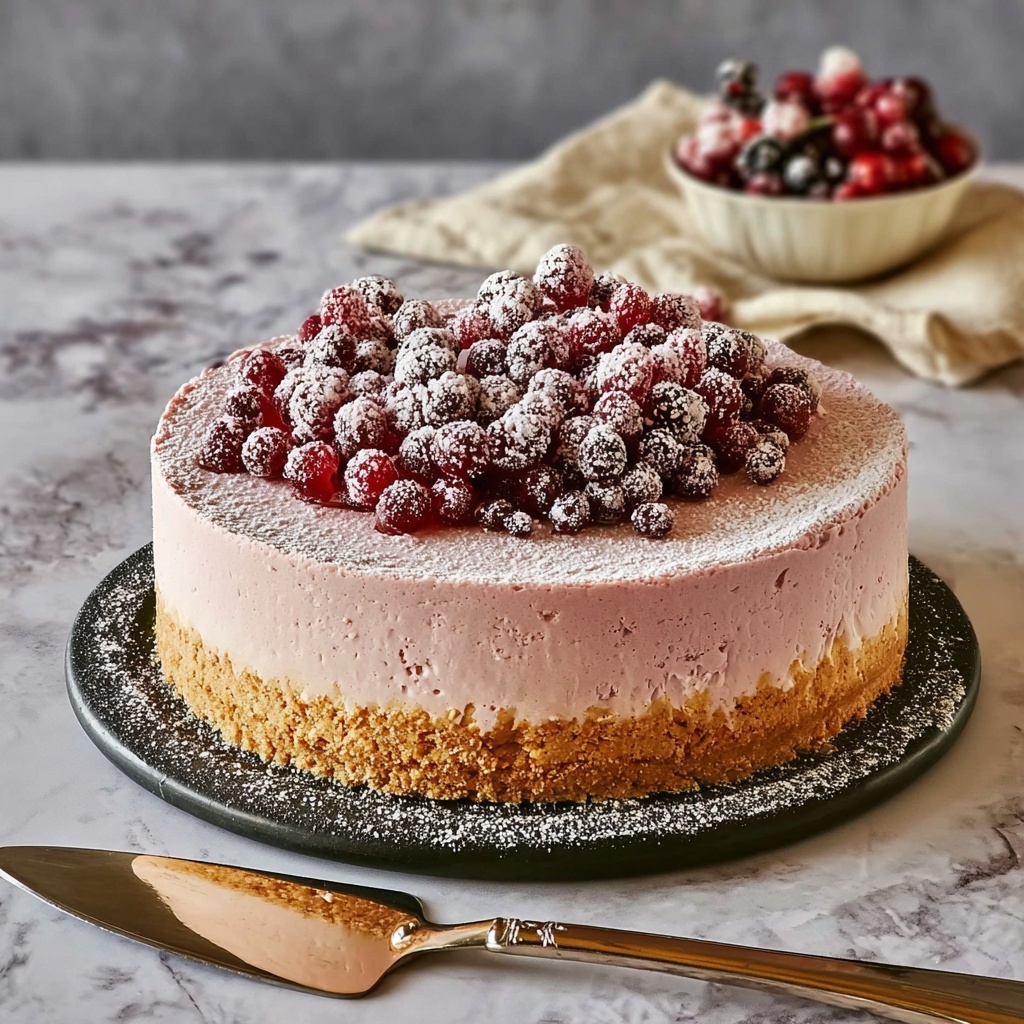 Decadent Cranberry Cheesecake with Cranberry Swirl and Sugared Cranberries Recipe - Recipe Image